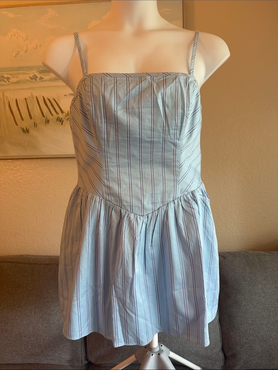 French Connection Dresses & Skirts - French Connection Light Blue Striped Mini Dress